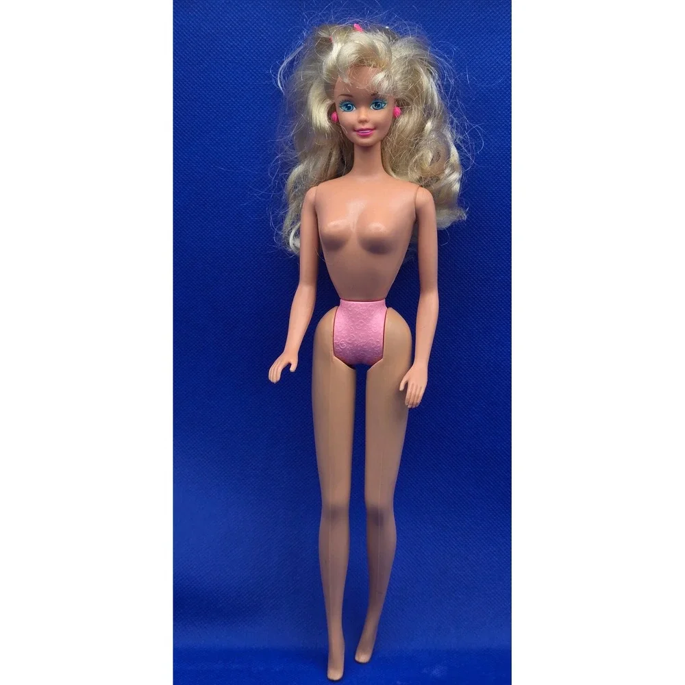 Vintage Mattel Barbie Doll Ruffle Fun #2433 Doll Only No Clothing 90s Earrings